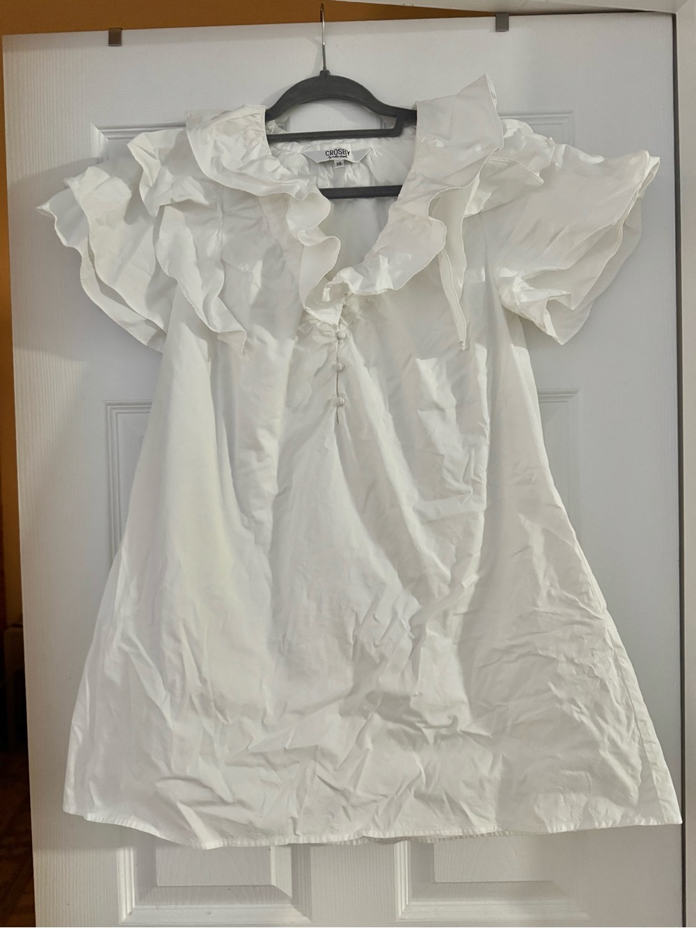 CROSBY by Mollie Burch White Ruffle Mini Dress